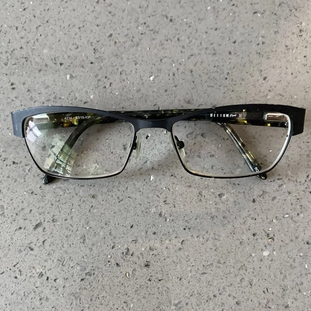 HELIUM PARIS Eyeglasses FRAMES ONLY 4234 MBLK 53 [] 15 135 Flex Hinges Italy